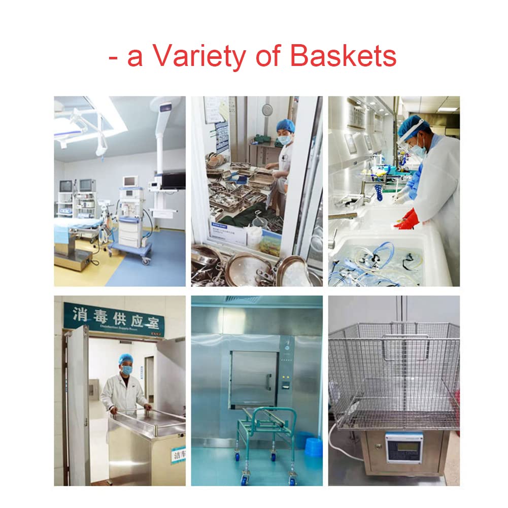 Bandeja para Instrumentos médicos, Cesta de Malla de Acero Inoxidable 304 Cesta de esterilización de Equipo médico de Malla metálica Limpieza de Almacenamiento Industrial,40 * 30 * 10cm