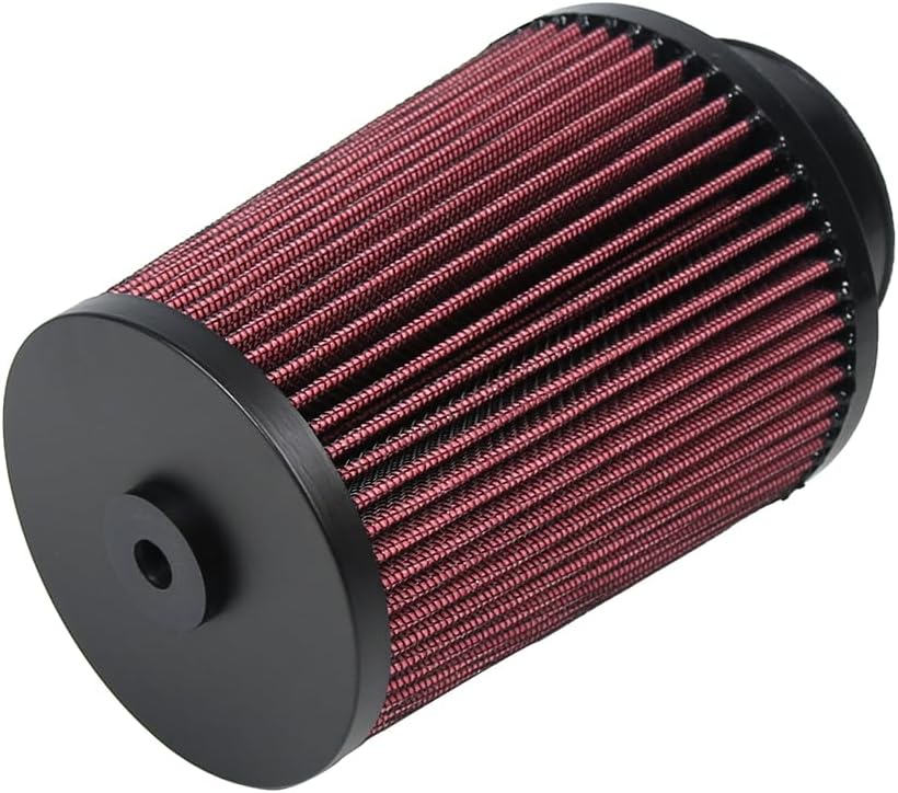 2.75 Inch 70 mm High-Flow Air Filter, Reusable Cone Cold Air Intake, High Performance, Washable, Clamp-On Car High Flow Air Kit, Flange Diameter: 2.75 Inch, Filter Height: 7.3 Inch, Red