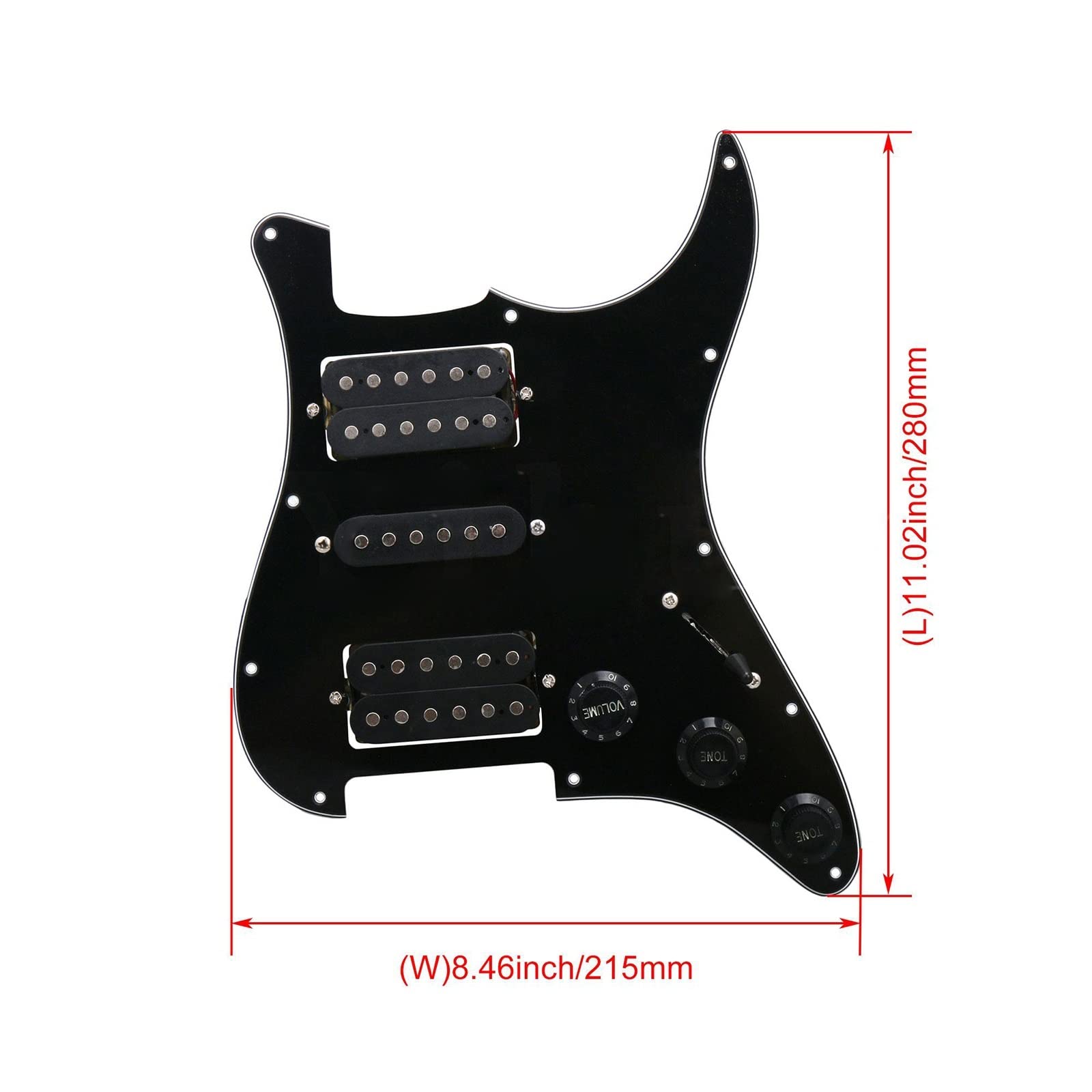 11-otworowa Maskownica Do Gitary Elektrycznej Z Okablowaniem Czarnym, Z 2 Humbuckerami I Jednym Zestawem Przetworników Z Pojedynczą Cewką Wstępnie Okablowana Pickguard