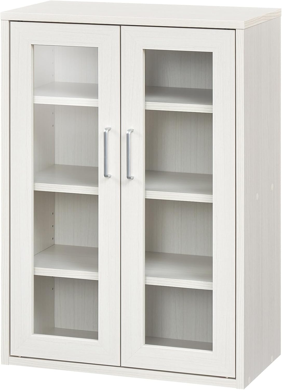 ②レッドカラーキャビネット ガラス引き戸付き収納棚 スチール製