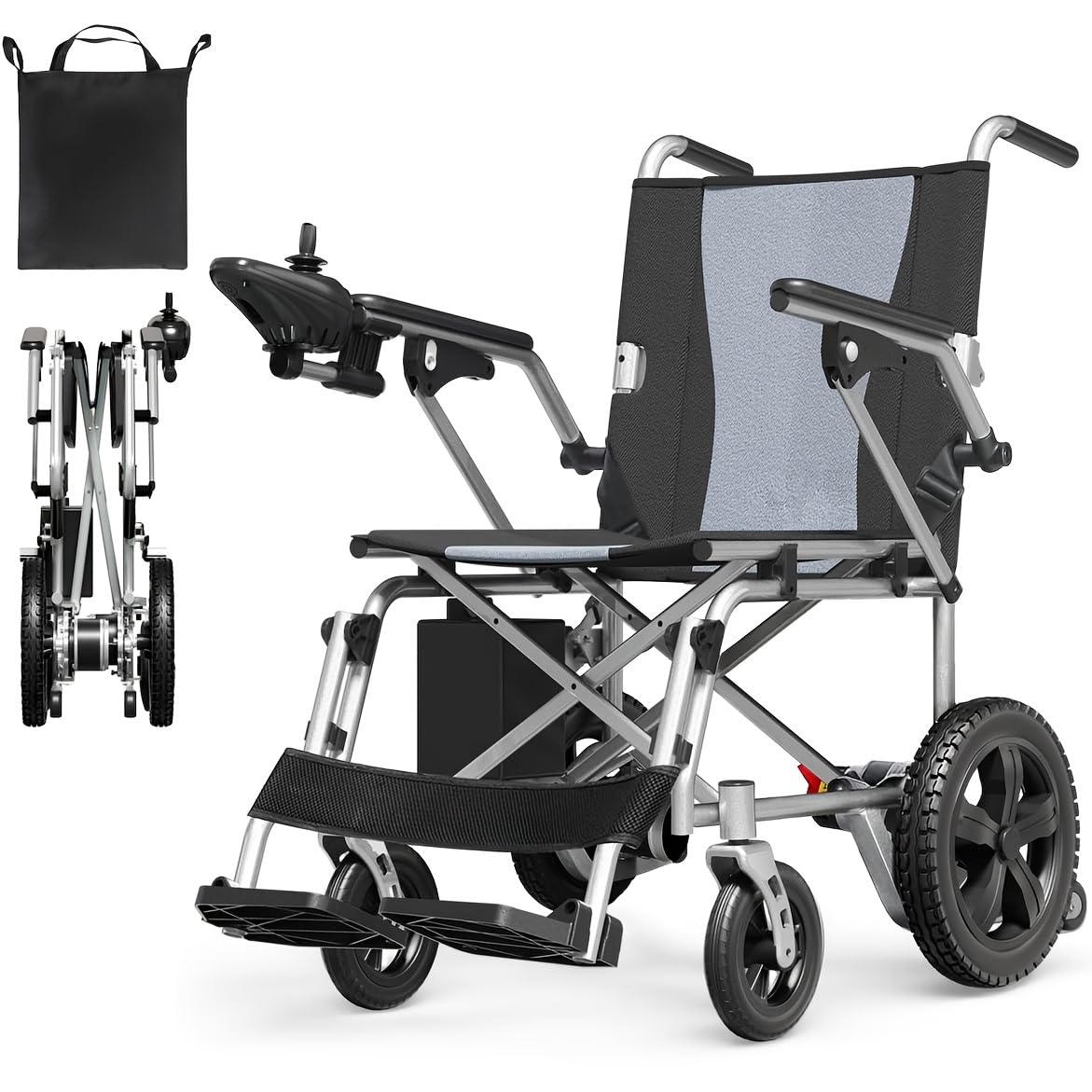 Elektrorollstuhl Faltbar Schmal (56 cm) – Elektrischer Rollstuhl für Senioren & Erwachsene, 20 km Reichweite (12Ah Akku), Karbonstahl Mobilitätshilfe für Wohnung & Reisen, 130 kg Tragkraft