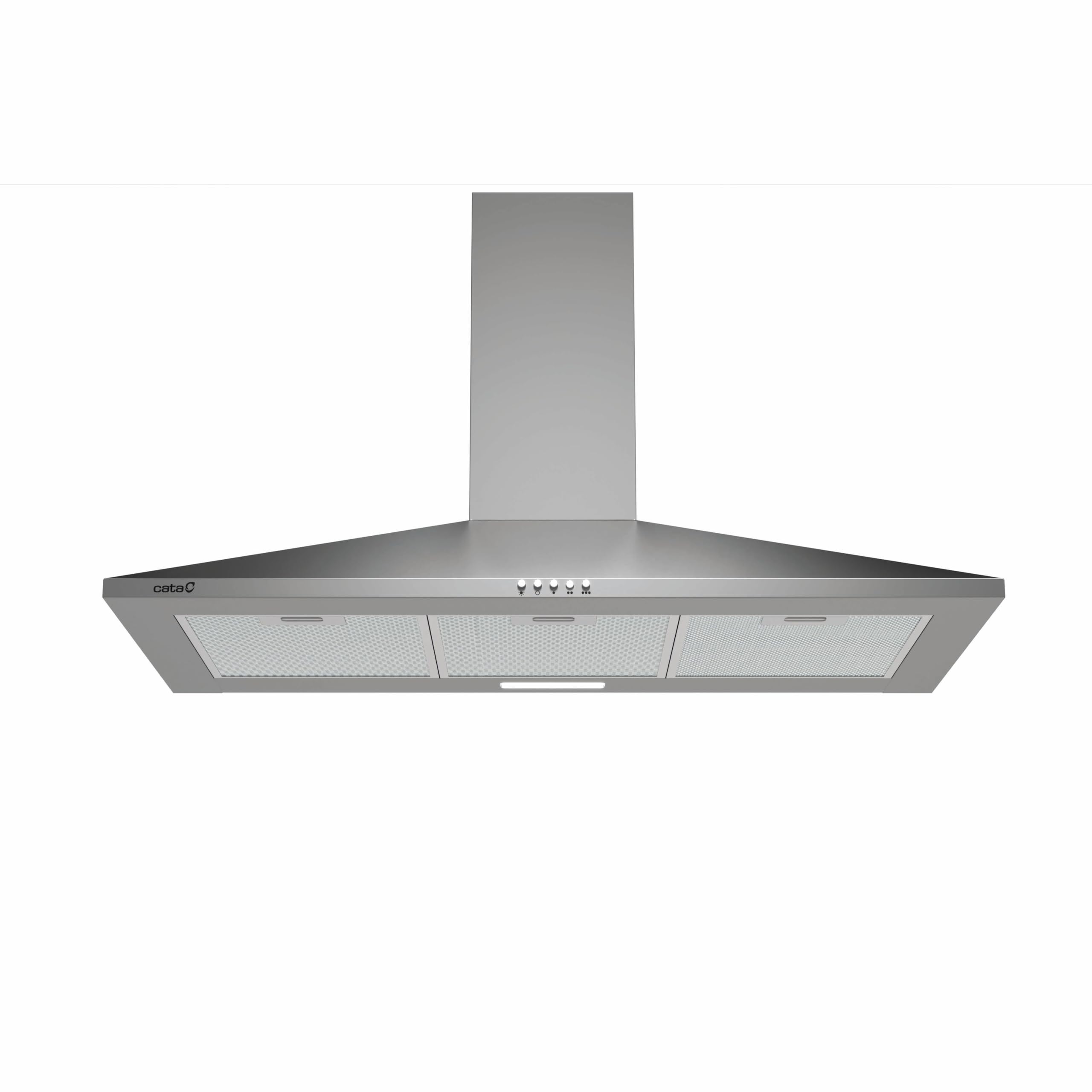 CATA VK 9000 X Campana Extractora Decorativa Trapezoidal de 90 cm, 480 m³/h, 3 Velocidades, Control Mecánico, Motor K10 de 110 W, Tira LED, Clase A, Acero Inoxidable