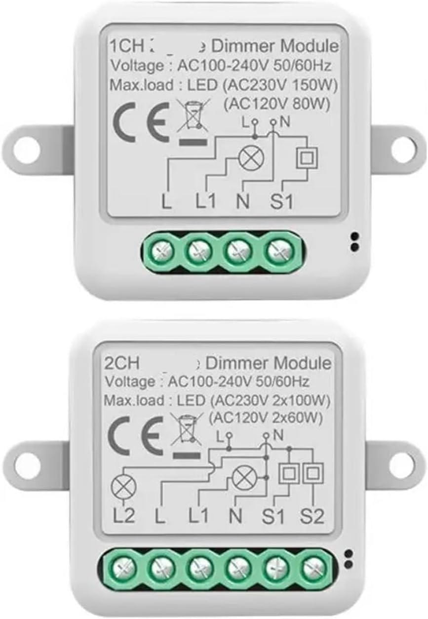 1 Pcs dimmer Switch Module, 100-240V 10a Circuit Breaker, Support 2-Way Control, Suitable for 1/2 Groups(2-Way)