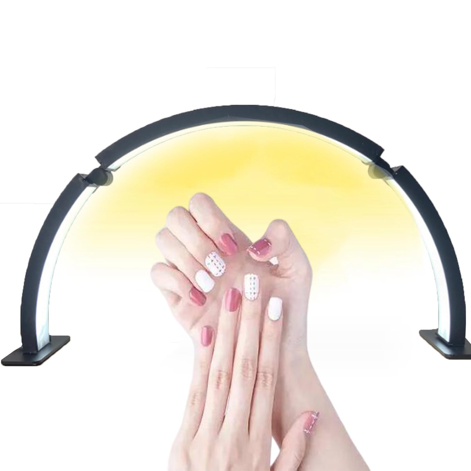 Mejore su Rutina de Belleza con la lámpara de Belleza Half Moon: Lámpara de uñas de sobremesa de 48w con luz LED de regulación Continua,Black
