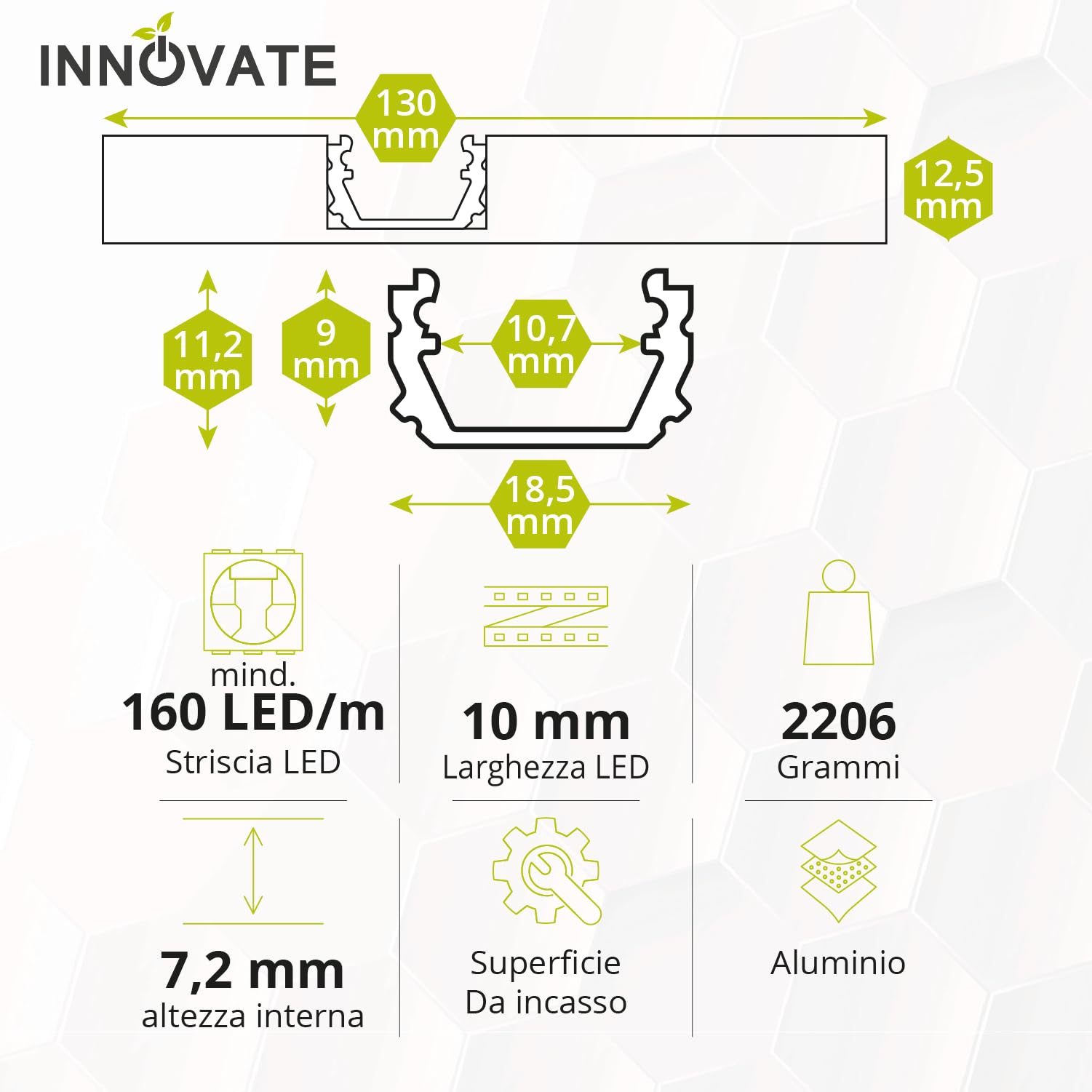 INNOVATE Binario tenda soffitto Cartongesso [incl. copertine e inserti] Profilo alluminio per LED striscia e Tende per interni I Bastone tenda Cucina bagno salotto Bastoni tende (1 Binario, 200 cm)