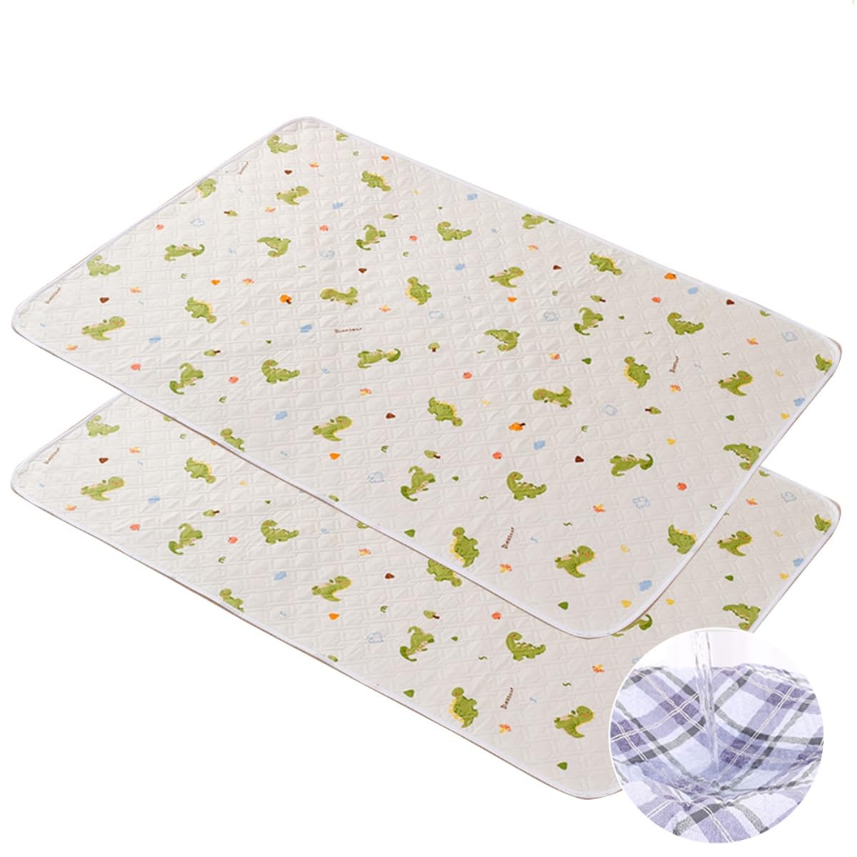 2 pezzi Traversa Letto Anziani Lavabile Riutilizzabili per Incontinenza, Bambino e Adulti, Coprimaterasso Assorbente Antiscivolo per Letto Singolo e Matrimoniale (Dinosauro 2,180x200cm)
