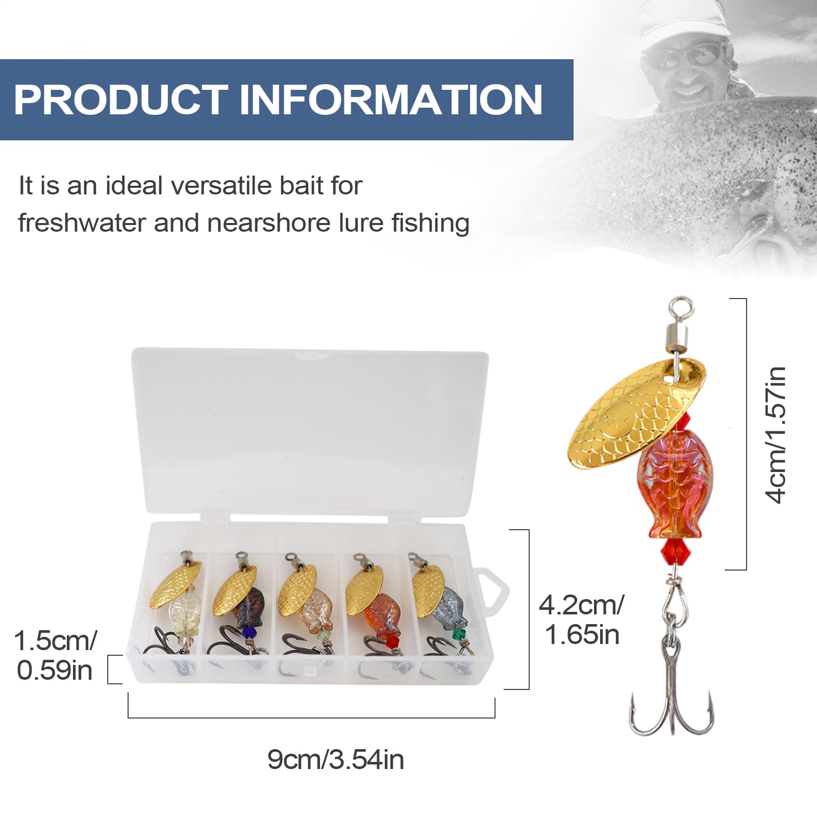 Esche Da Pesca Spinner Bait 5 Pezzi Ami Esca Simulata | Esche Artificiali Per La Pesca Al Bass 5 Pezzi Per Acqua Salata E , Campeggio, Outdoor, Uomo, Marito, Papà, Pescatori E