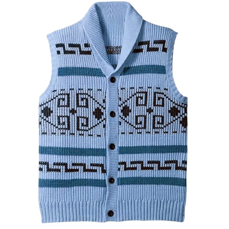 Men's Retro Knitted Sleeveless Waistcoat with V-Neck and Buttoned Front-image-46