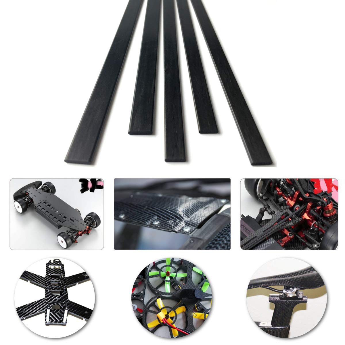 2 Fogli In Fibra Di Carbonio 4x6mmx500mm - Pannelli Piatti Anti-UV Per Hobby E Modellismo - Foto 4