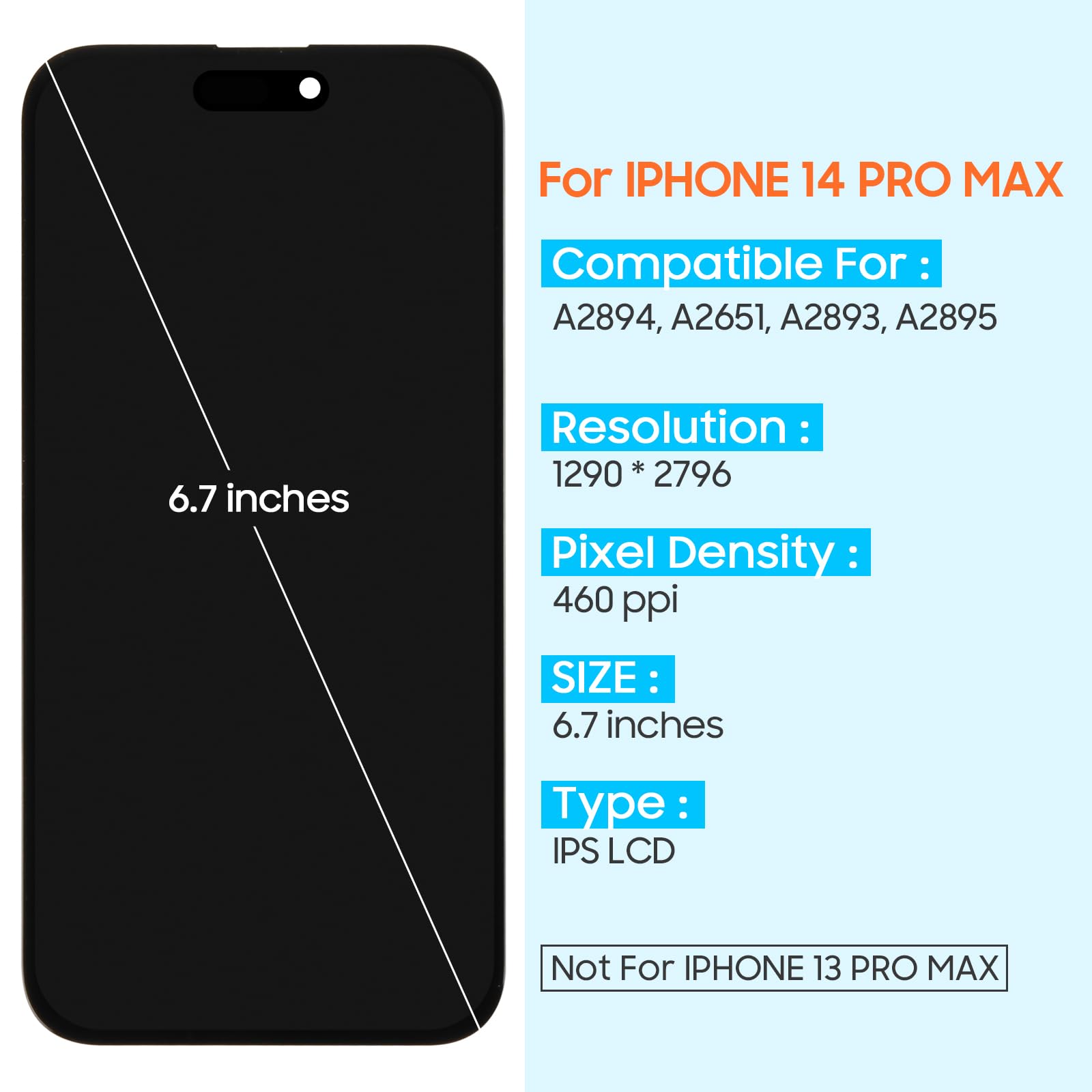 Amazon.com: Screen Replacement for iPhone 14 Pro Max LCD