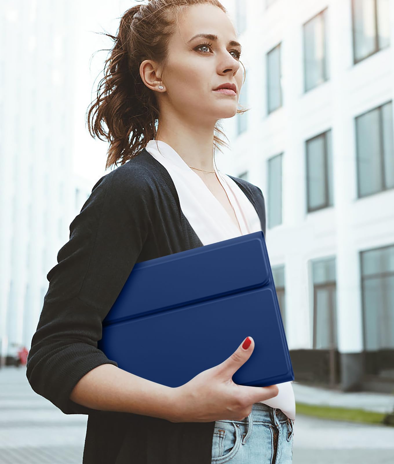 Hamile Custodia per iPad di 11a e 10a generazione con tastiera, 7 colori, retroilluminata, wireless, rimovibile, con portamatite, per iPad A16 11" 2025 10a generazione 10,9" 2022 (blu navy)