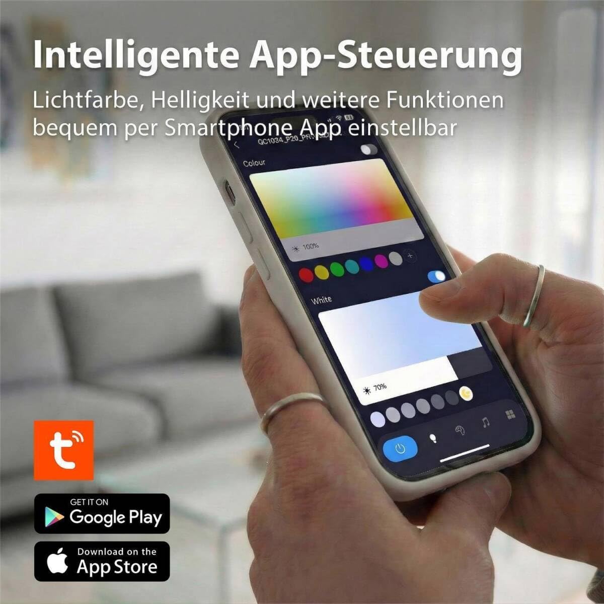 Metzler Lumic Smart LED Up Down Wandleuchte RGBW 6,5 W – App-Steuerung, dimmbar, verstellbarer Lichtwinkel 0–60°, IP65 Innen & Außen, RAL 7039 Quarzgrau
