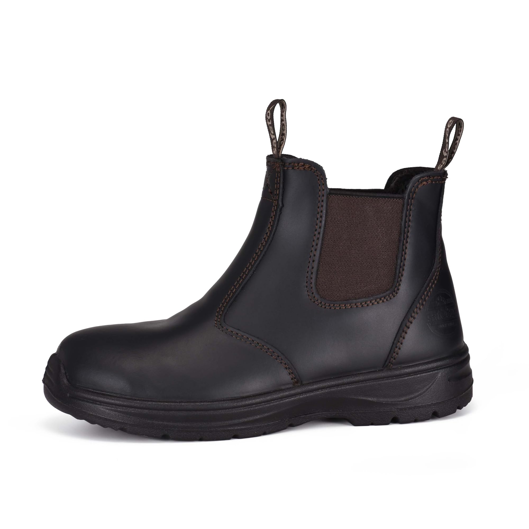 SAFETOE Botas de Seguridad Chelsea Slip-On para Mujer - Punta de Acero Antiagujero Resistente a Aceite/Agua ESD Cuero Respirable S3