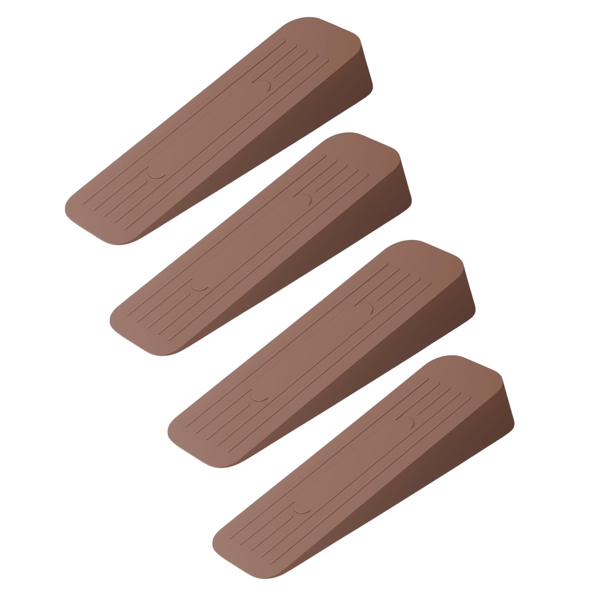 Rubber Door Stopper Wedge, Heavy Duty Anti-Slip Door Holder & Blocker with Strong Grip for Tiles, Marble, Wood, Carpet & Cement Floors | Home, Office, School & Warehouse Use (Brown, Pack of 4)