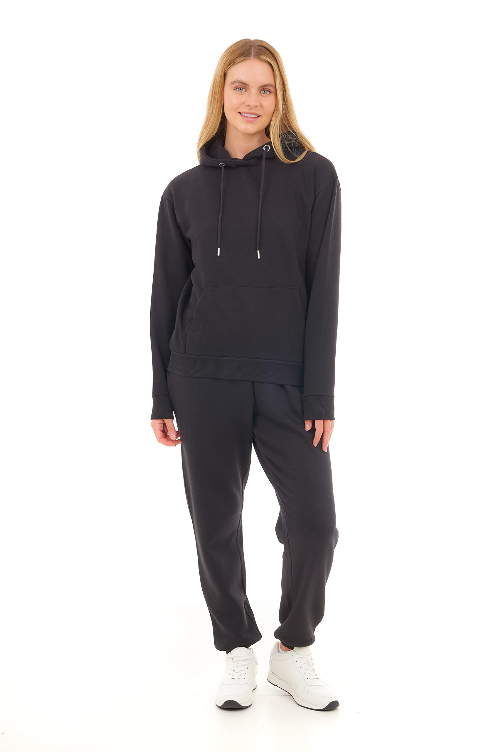 M17 Womens Ladies Recycled Oversized Hoodie Soft Cosy Sweatshirt Hooded Top Long Sleeve Pullover with Pocket (S, Black), 5056242845270