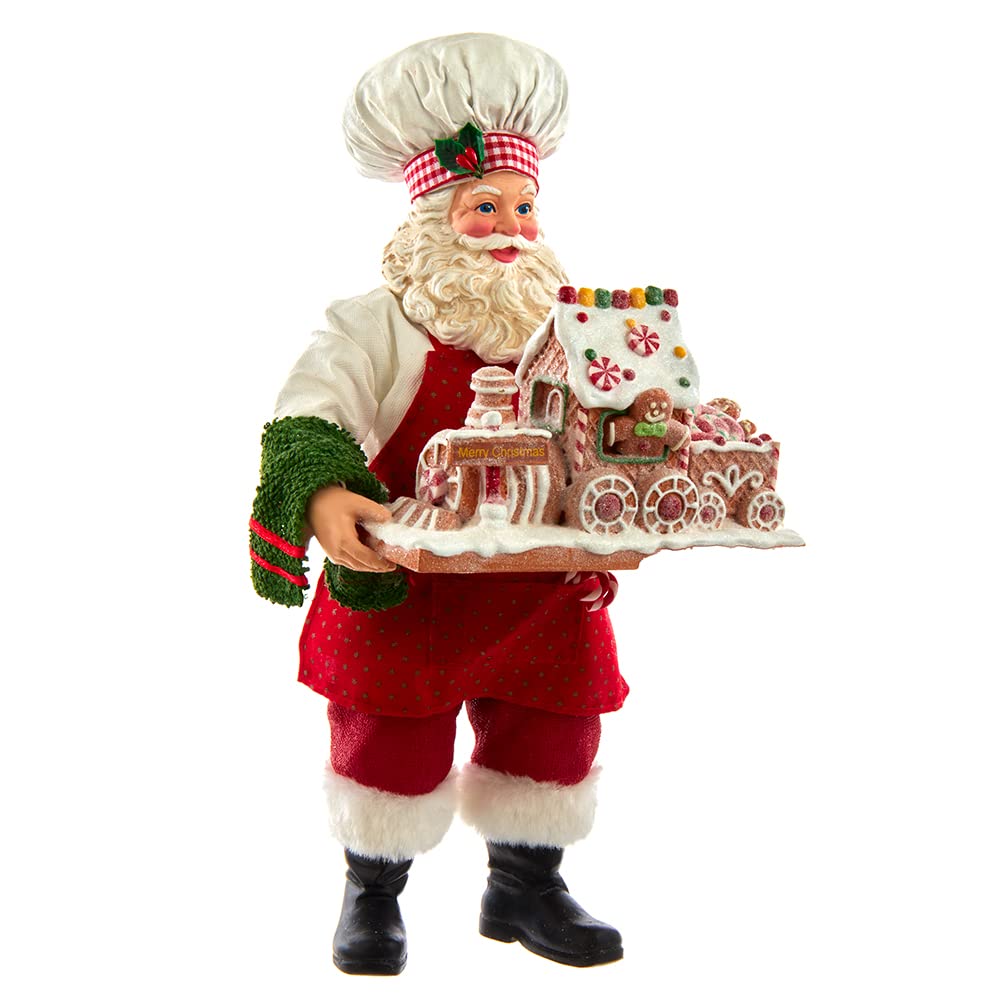 Kurt Adler Père Noël en Tissu avec Train en Pain d'épice 28 cm