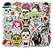 VSCO Lot de 100 autocollants en vinyle imperméables Motif tête de mort et os pour ordinateur portable, skateboard, bagages, voiture, moto, vélo, valise, casque de snowboard