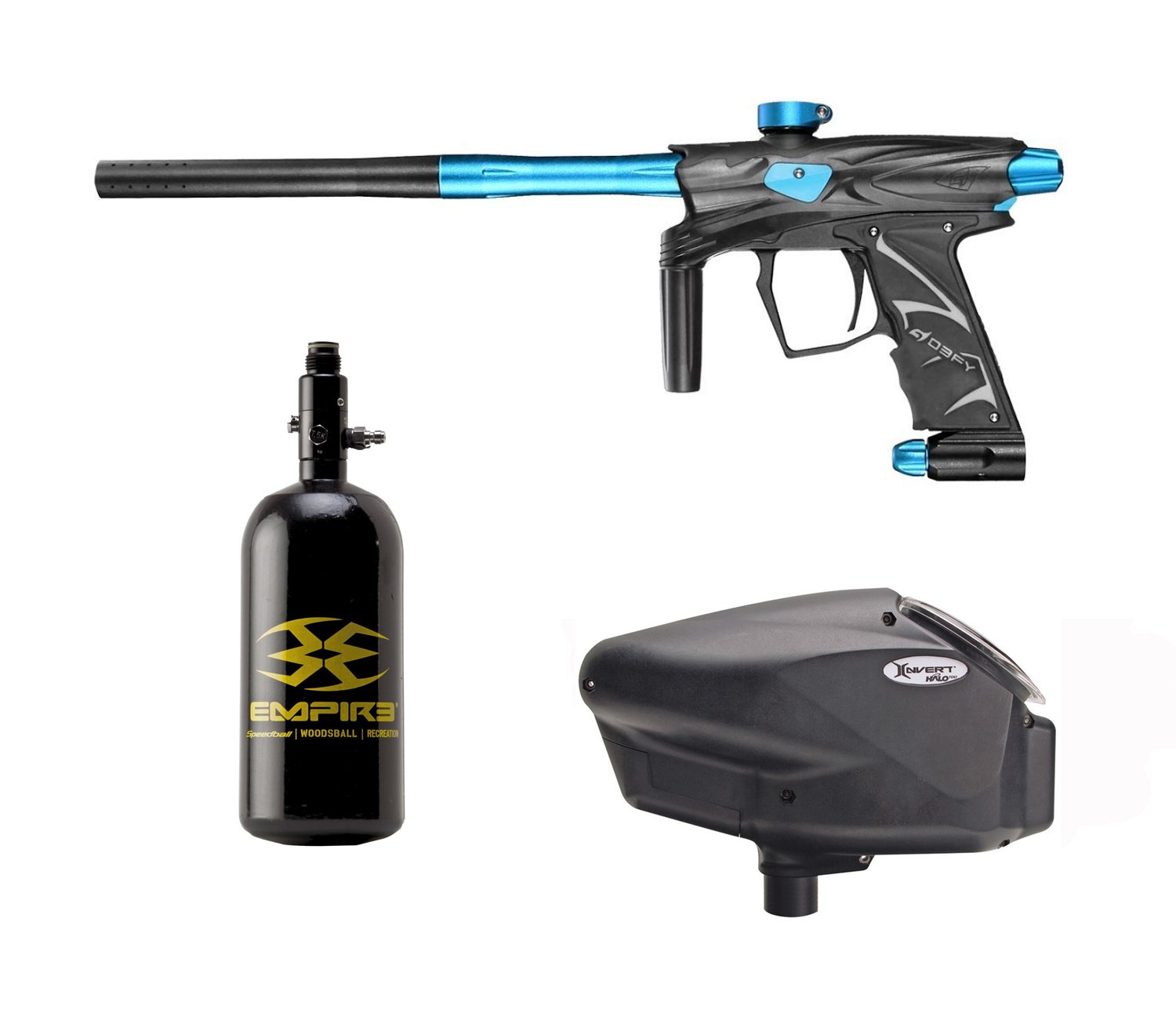 D3S Paintball Gun Empire Halo Too 48ci Package - Black/Teal