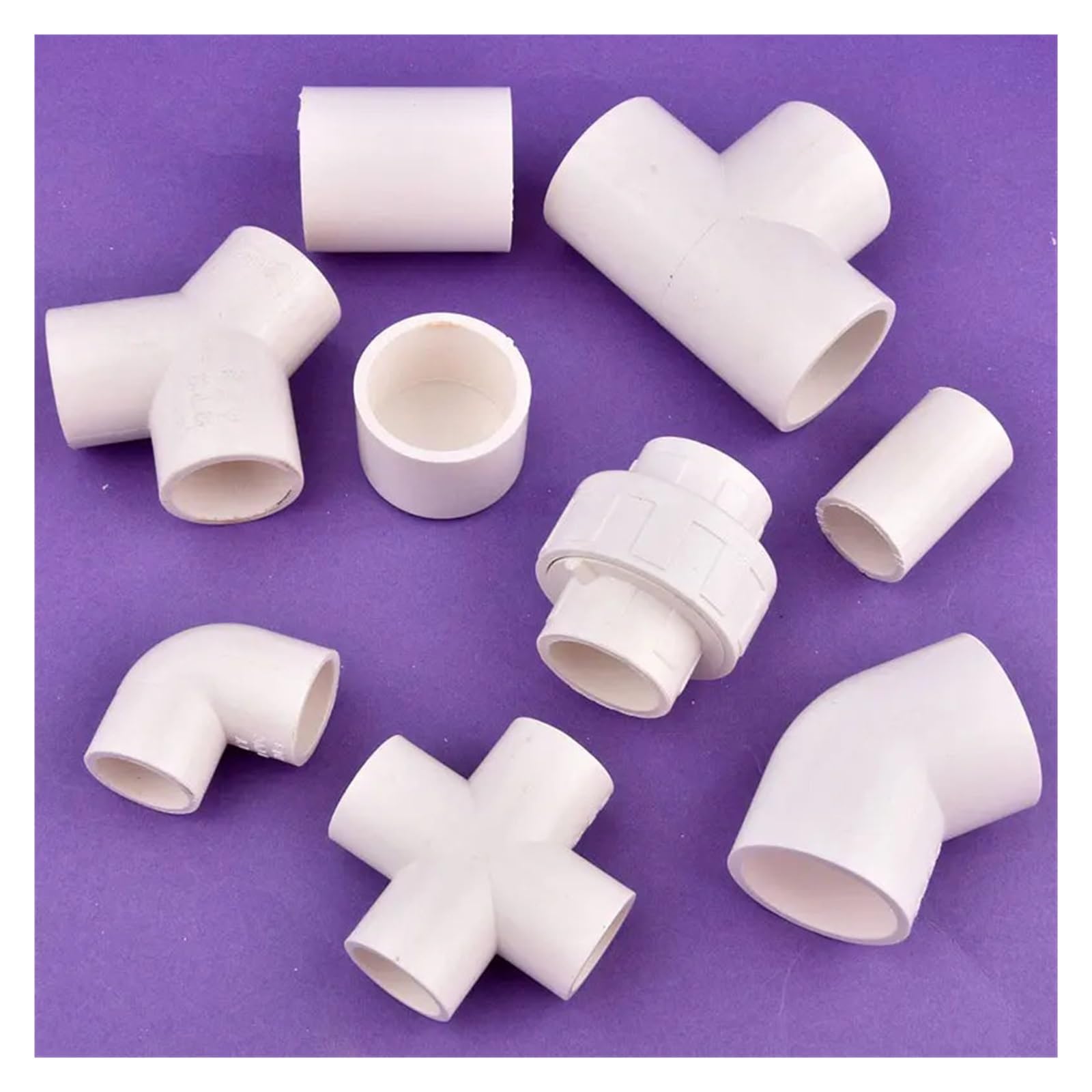 Accesorios de tubería PVC blanco 20~50mm, Conector en T codo recto, suministro tanque peces for acuario, accesorios DIY for riego jardín Adecuado para grifos(Y-Tee connector,White 50mm)