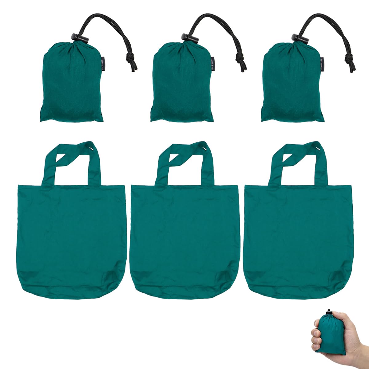 BROWINT Nylon Reusable Grocery Bag (3 pack), Nylon Heavy Duty Tote Bags 110 lbs, 19"x 19" Large Shopping bag, Foldable