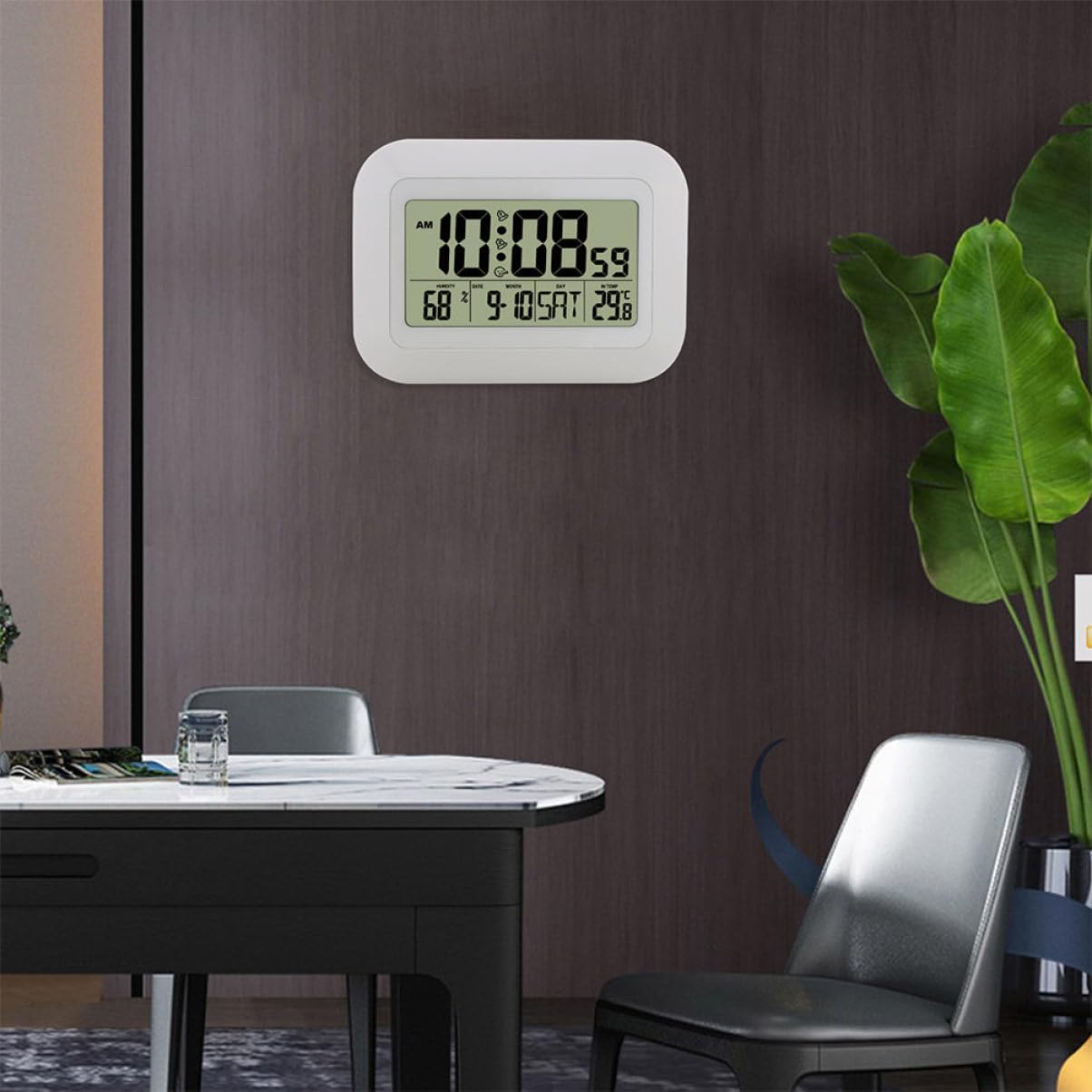 Alipis Multi-Functional Digital Alarm Clock with Temperature and Humidity Display Decorative Desktop Clock for Home Decor Quiet Non-Ticking Design White Batteries Not Included