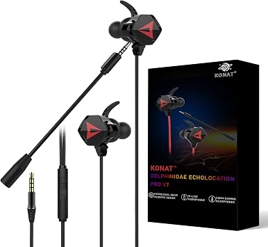Pro V7 Gaming Earphones with Microphone for Gaming, Wired Gaming Earphones, PS5 Earphones, Binaural Surround, Black, Nintendo Switch, Work from Home, Telework, Video Conferencing, Remote Work, with