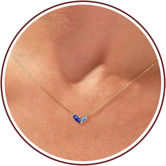 Birthstone Necklace for Women Dainty Gold Necklace with 2 Birthstone Christmas Stocking Stuffers Teen Girl Gifts Trendy Stuff Birthday Gift Moms 2025 Graduation Gift Adjustable Anniversary Jewelry for Daughter Girlfriend Friend