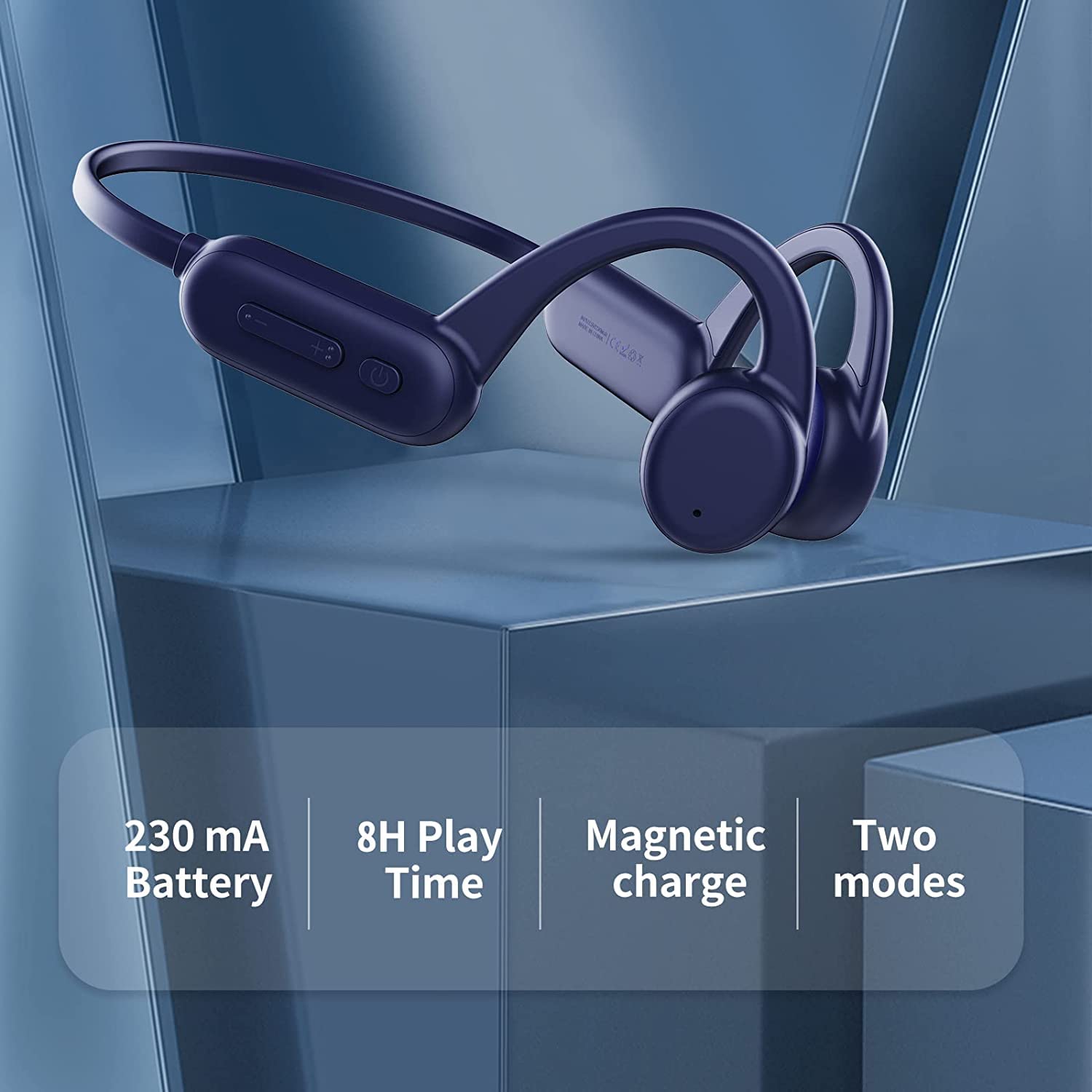 Casque Conduction Osseuse Natation,Casque sans Fil Bluetooth 5.2 avec Microphone, Casque de Natation IPX8 et mémoire 8G intégrée, Lecteur MP3 pour la Natation (Bleu)
