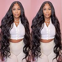 Vista 2 de Peluca de encaje frontal transparente de cabello humano virgen brasileño ondulado, peluca frontal de encaje de 13 x 6 pulgadas, prearrancada