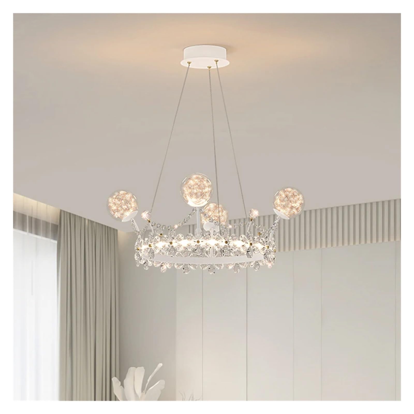 ZTCHSENZT Crystal Crown Chandeliers Bedroom Hanging Lights Modern Romantic Warm Room Princess Room Decor Chandelier,Lighting Wall Sconce,Silver-60cm