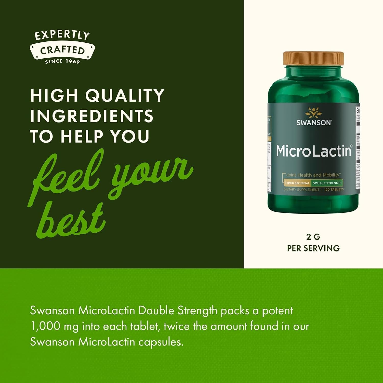 Swanson Microlactin Double Strength 1000 Milligrams 120 Tabs (3 Pack)