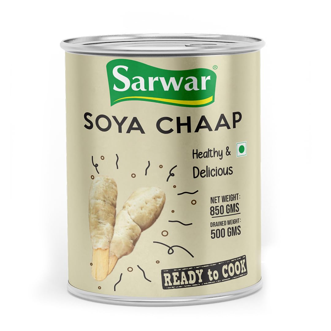 Sarwar Soya Chaap - 850g| Pack of 1| Plant-based protein| Gluten-free| High-protein vegetarian food| Meat alternative| For grilling, curry, tikka| Ready-to-cook