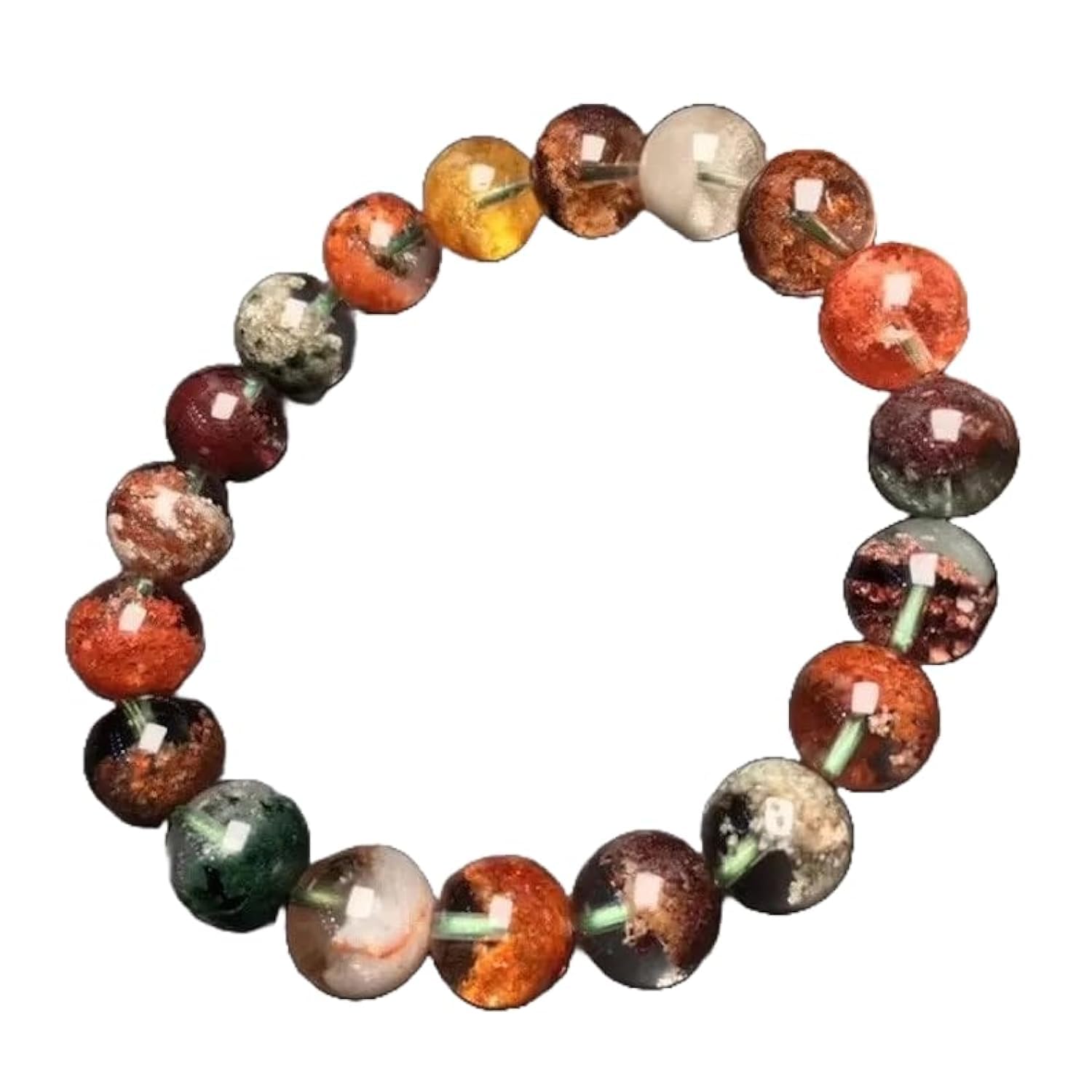LKBEADS Naturalne kolory Phantom Quartz 8 mm rondelle smooth 7 cali półprecyzyjne koraliki bransoletka z koralikami dla mężczyzn i kobiet, uzdrawiająca, kryształowa, rozciągliwa, bransoletka z