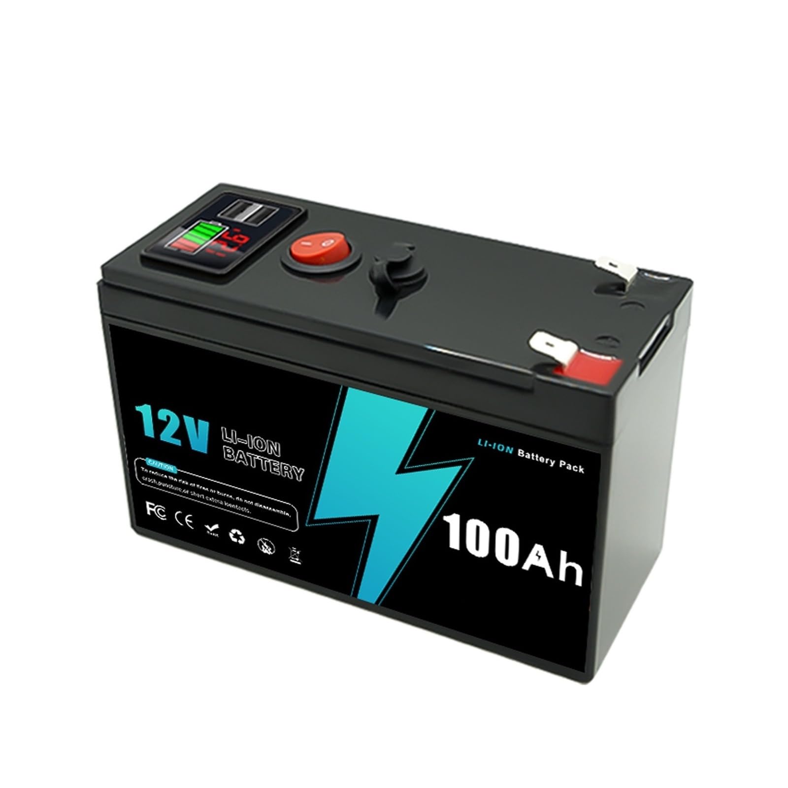 Batteria A Ciclo Profondo Batteria Agli Ioni Di Litio Da 12 V 60-150 Ah Display Digitale Ciclo Profondo | For la batteria di backup di emergenza for campeggio all'aperto con ecoscandaglio(1PC 100AH)
