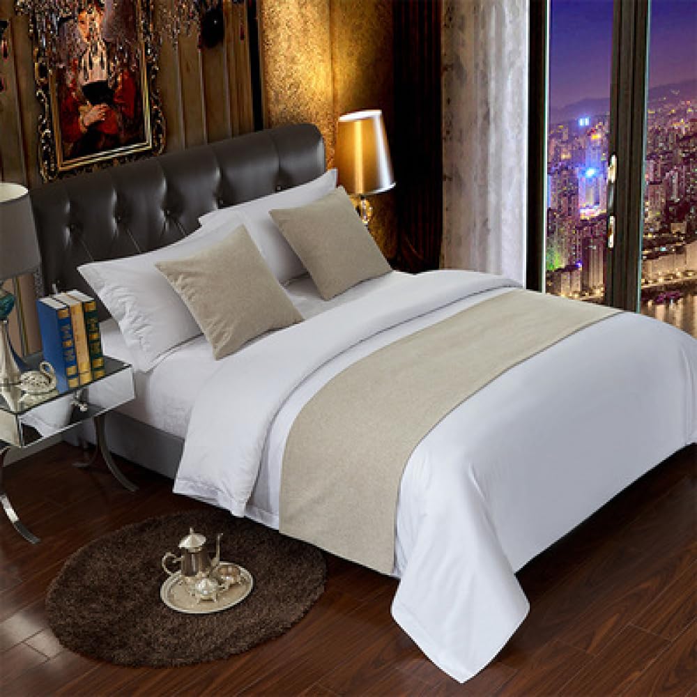 Janmeyo Khaki Hotel Bed Runner Scarf Simple Modern Bedspreads & Coverlets Single Double Super King Bedding Throws Home Bedroom Bed Decorations Bed Cover Bed Runners-||50X180cm(1.2M Bed)