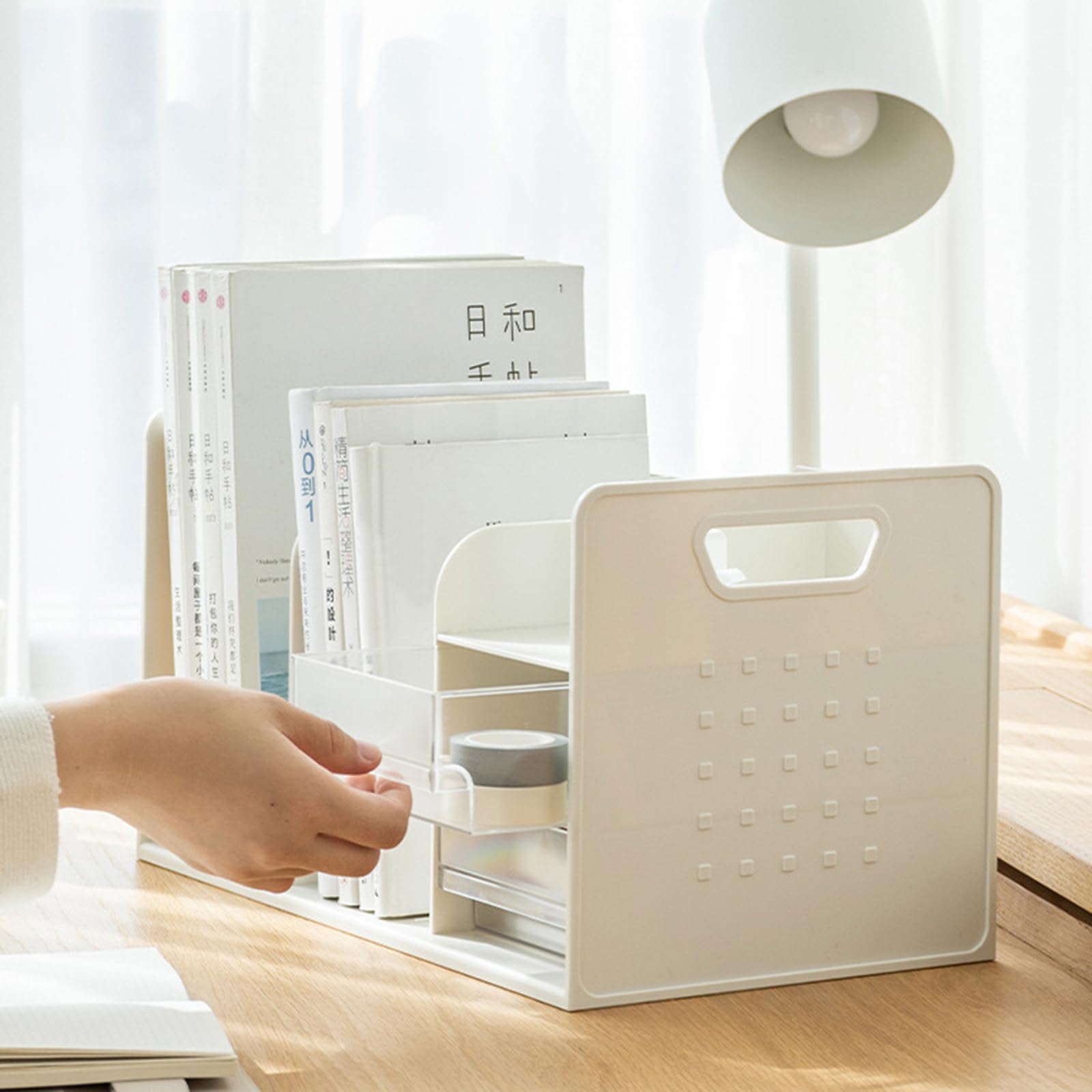 Multifunktionaler Aufbewahrungshalter, Stifthalter, Schublade, Schreibtisch Organizer, Buchstopper, Bleistift Buchstützen für Studenten, Multifunktionale Aufbewahrung, Buchstopper, Stift Schublade,
