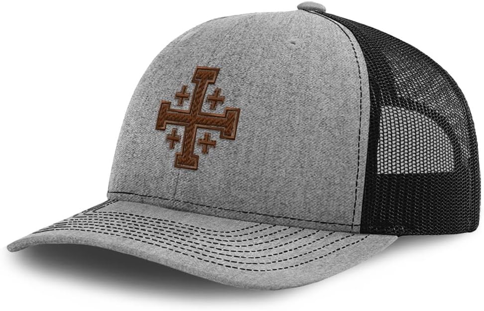 Richardson Trucker Hat Jerusalem Cross Crusader Christ Jesus Baseball Cap Polyester