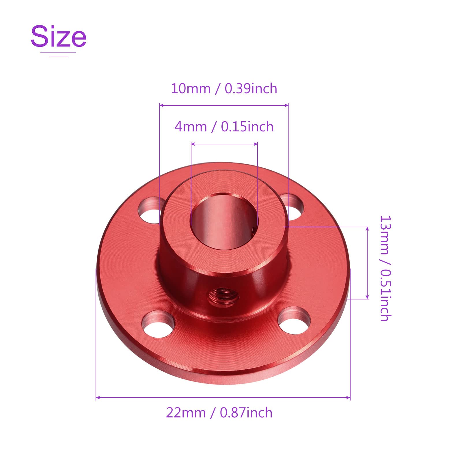 DMiotech 4mm Inner Dia H13xD10 Flange Coupling Connector Rigid Guide Shaft Support Coupler Shaft Coupling with Screws for DIY RC Model Motors Red - Image 3