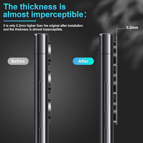 Miniatura 7 de [Paquete de 5+5] para Samsung Galaxy S23 Ultra, protector de lente de cámara de vidrio templado 9H, protector de pantalla de cámara para S23 Ultra