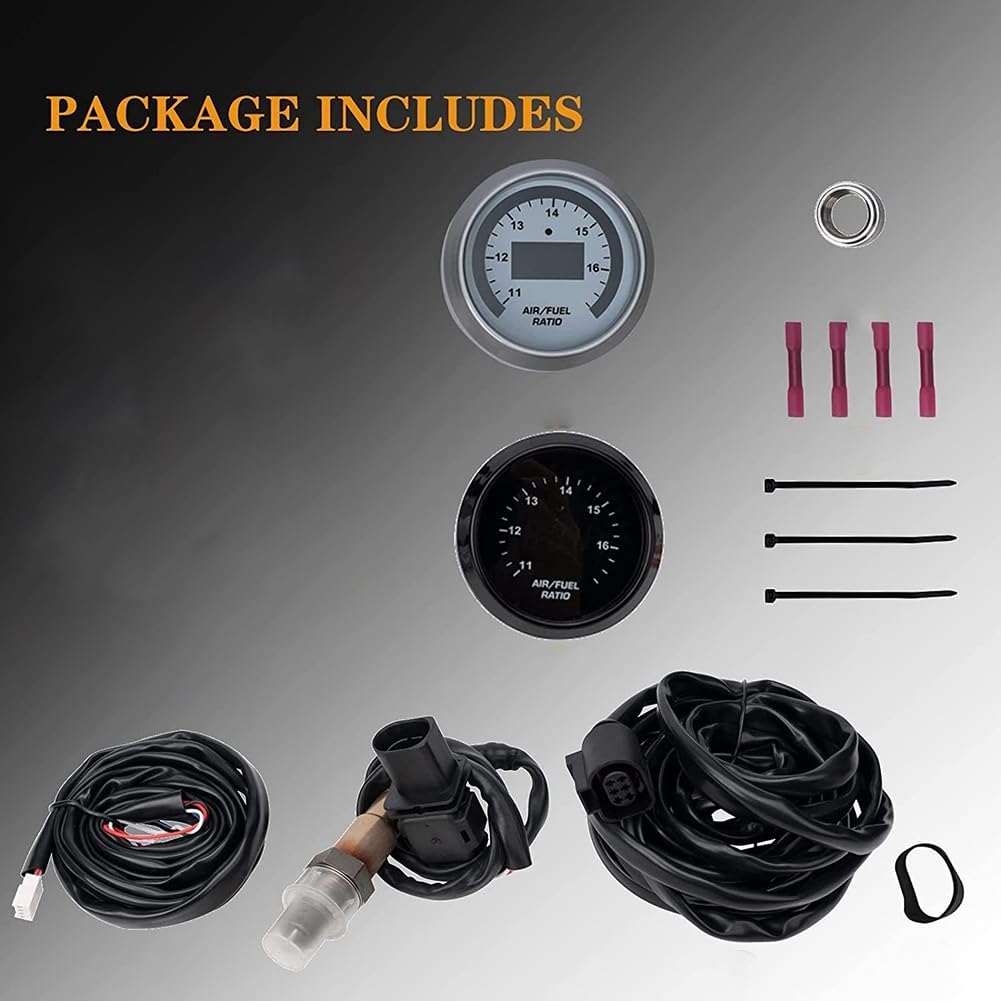 1 Racing 30-4110 AFR 52 mm Large Bande O2 UEGO Contrôleur Jauge de Rapport Air/Carburant AFR avec Capteur D'Oxygène 4.9LSU 0258017025 Accessoires de Remplacement