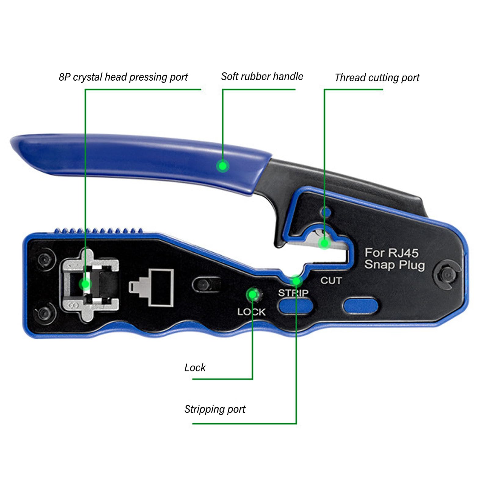 Kit D'outils de Sertissage RJ45, Outil de Sertissage Compact et Multifonctionnel pour Câbles Cat5e Cat6, Utilisation à Domicile et au Bureau, en Acier allié