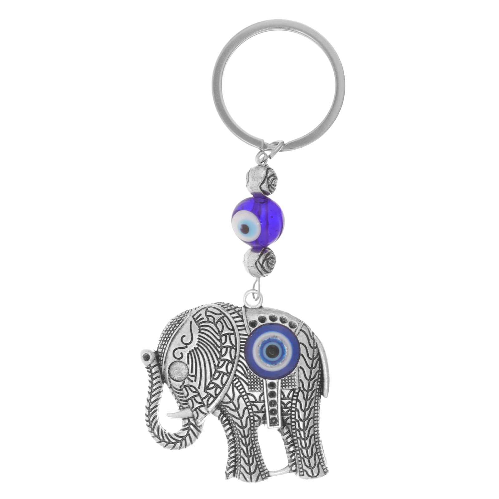Llavero para Mujer de Aleación Diseño de Elefante y Ojo Turco, Ligero y Compacto, Accesorio de Moda Adecuado para Decorar Bolsos y Llaves de Coche