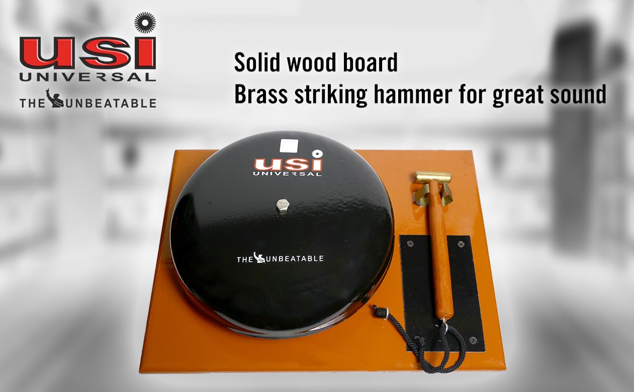USI UNIVERSAL Boxing Ring Gong | Solid Wood Board And Large Brass Striking Hammer 3