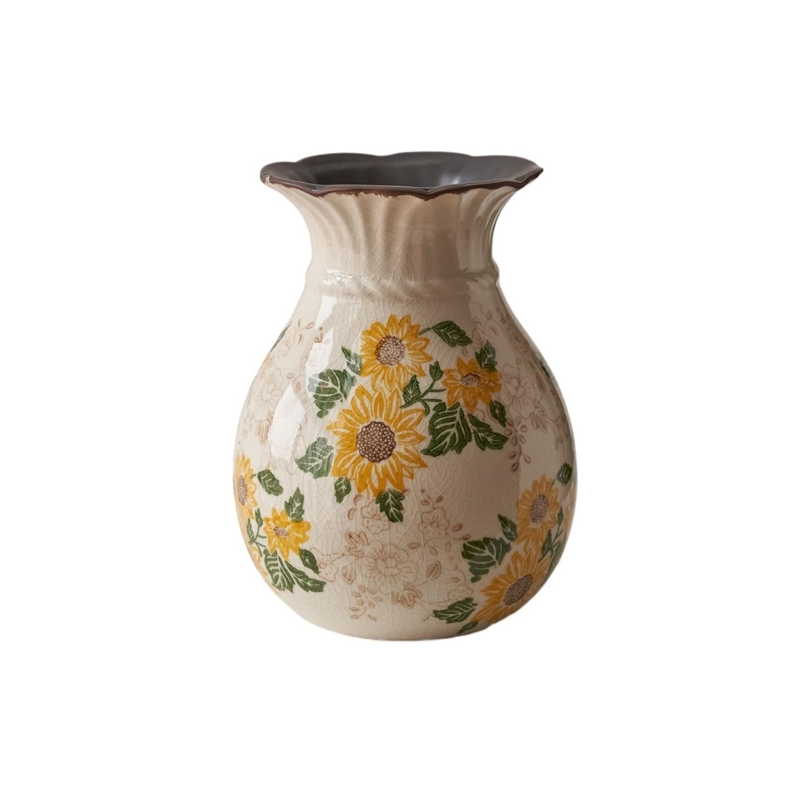 Lizhuzhuzs28 One Color Flower Vases Decorative Crackle Glaze Ceramic Flower Vase Vintage Farmhouse Decorative Vases For Home, Living Room Centerpiec Flower Vases Decorative For Living Room(Medium)