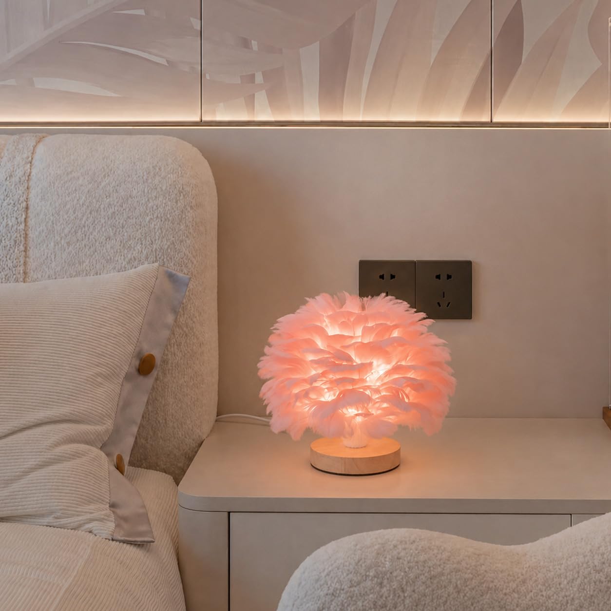 Pióro lampka nocna pióro lampka nocna klosz prosty i elegancki pióro stół światło biurko klosz do salonu, sypialni, jadalni