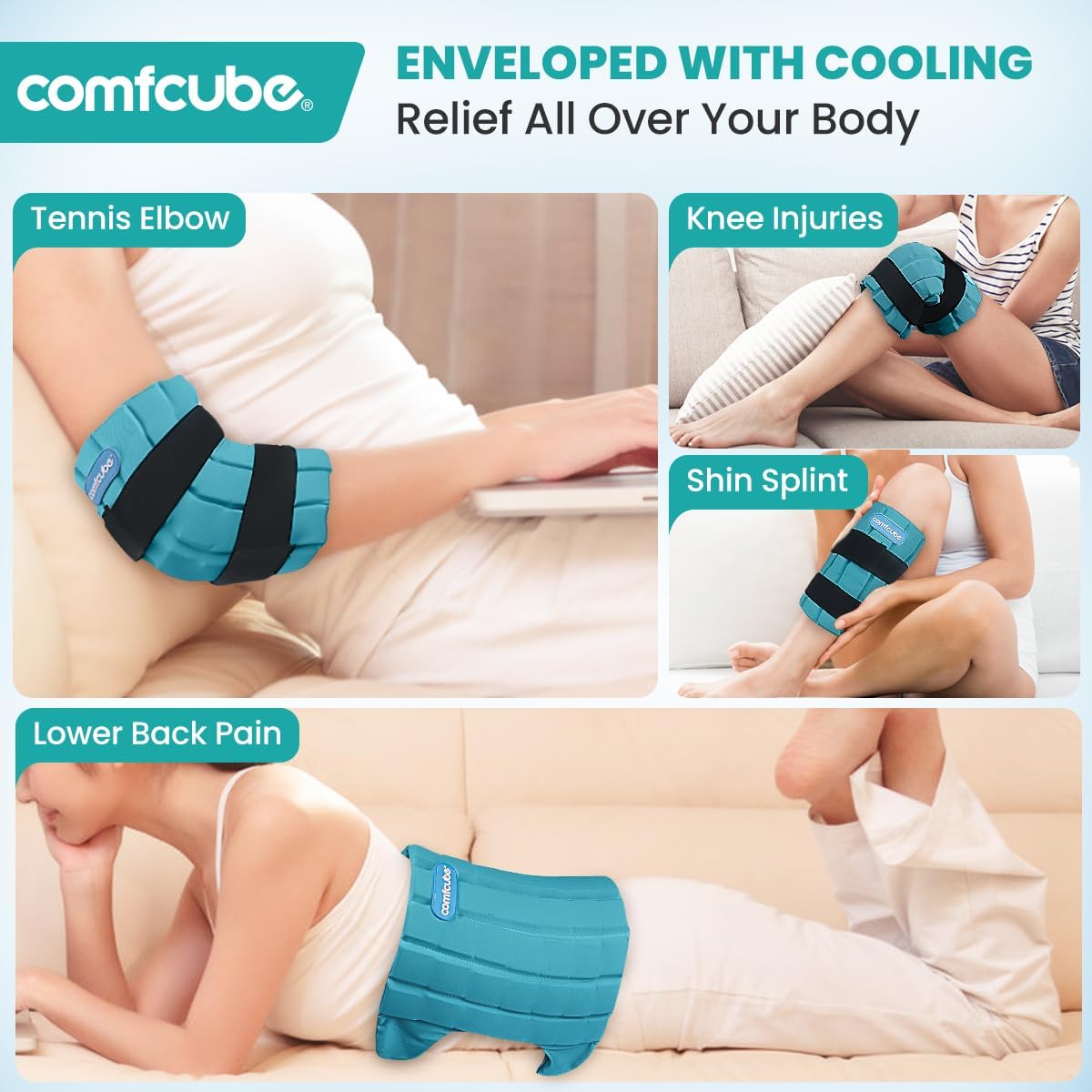 Bolsa de hielo para rodilla, terapia de frío de larga duración de 2 horas | Bolsa de hielo para cirugía de reemplazo de rodilla, paquetes de hielo flexibles para lesiones, hinchazón, ACL