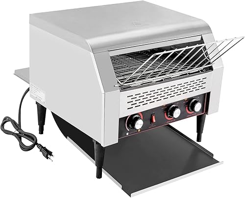 Miniatura 2 de Tostadora transportadora comercial de acero inoxidable de 2600 W, tostadoras industriales resistentes de 450 rebanadashora con tubos de calefacción