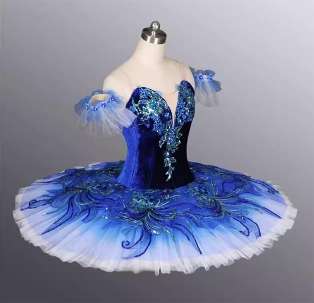OTMYIGO Professionelles Ballett-Tutu für Mädchen, Platter, Pfannkuchen-Tutu, Ballerina-Partykleid, Kinder-Balletttanz-Wettbewerbskostüm