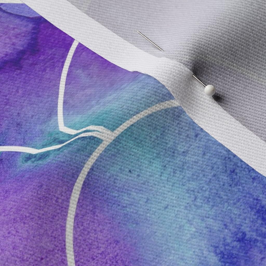 Spoonflower Fabric - Mermaid Under The Sea Watercolor Scallops Love Heart Scales Tail Printed on Denim Fabric Fat Quarter - Bottomweight Apparel Home Decor Upholstery