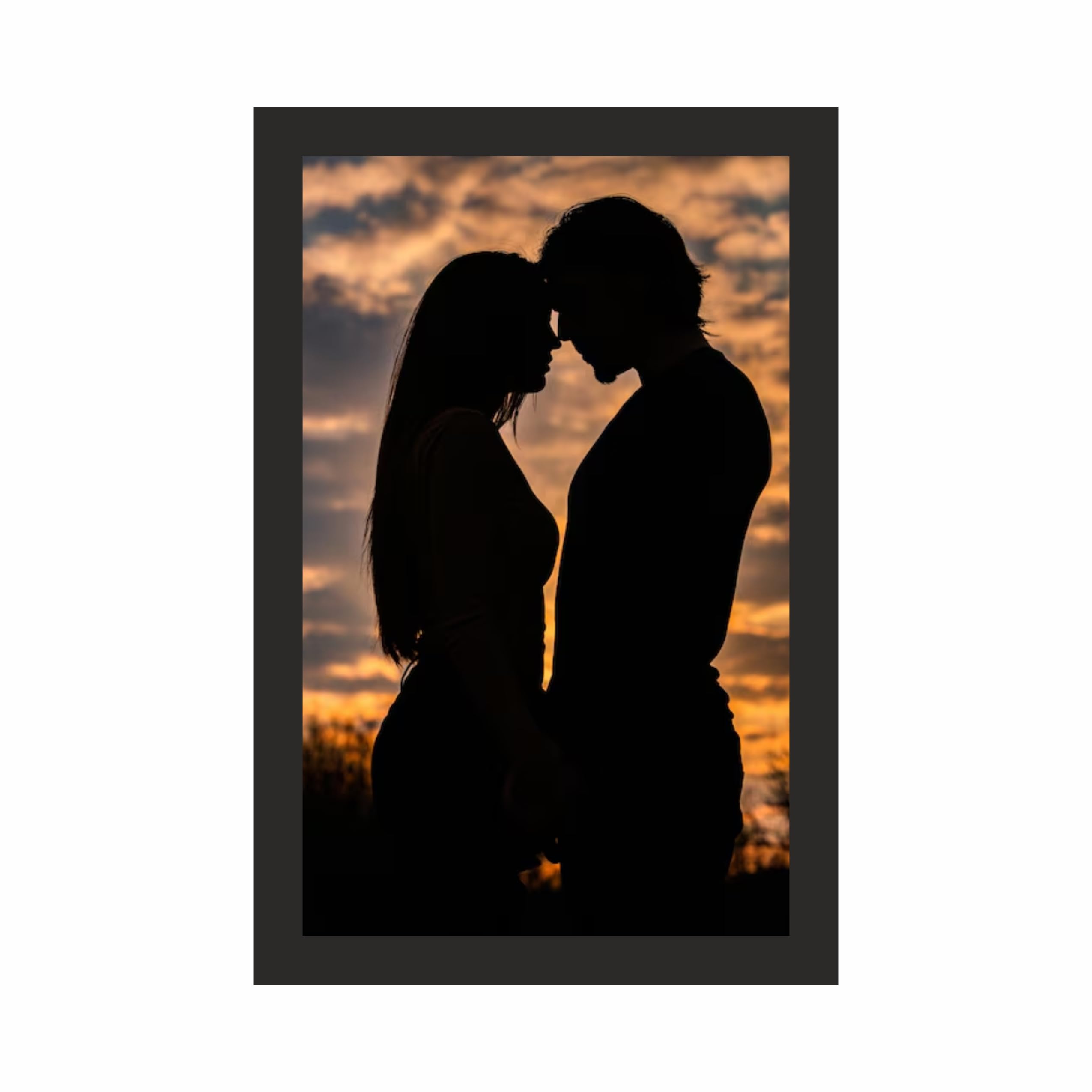 Romantic Couple Silhouette Wall Art Frame 12x18 Inch
